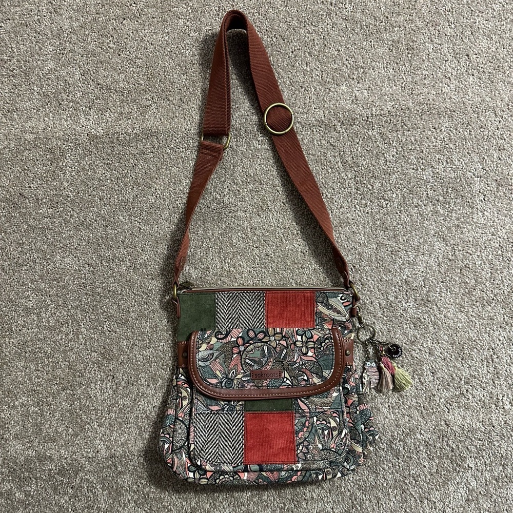 Sakroots Flap Front Crossbody Sienna Spirit Desert Patchwork